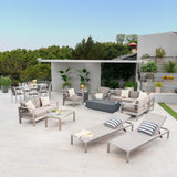 7 Piece Dining Set + Sofa Set + 4pc Chat Set + Dark Gray Fire Pit + 2 Chaise Lounges - NH587503
