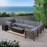 Outdoor U-Shaped Sectional Sofa Set with Fire Pit - NH701703