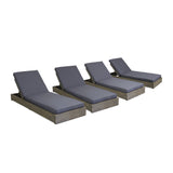 Outdoor Acacia Wood Chaise Lounge with Cushion (Set of 4) - NH814313