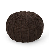 Modern Knitted Cotton Round Pouf - NH688313