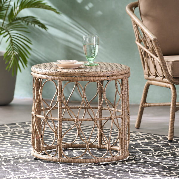 Colmar Outdoor Wicker Side Table Noble House Furniture