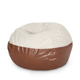 Modern 5 Foot Two Toned Fabric and Faux Leather Bean Bag - NH098413