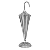 Handcrafted Aluminum Umbrella Stand Sculpture, Raw Nickel - NH374413