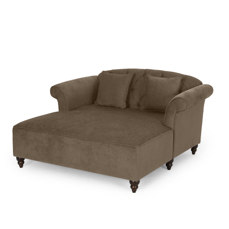 Contemporary Tufted Double Chaise Lounge with Accent Pillows - NH938413