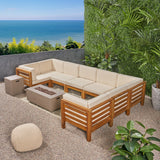 Outdoor U-Shaped Sectional Sofa Set with Fire Pit - NH790703