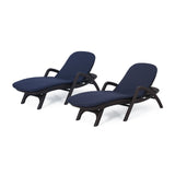 Outdoor Faux Wicker Chaise Lounges with Cushion (Set of 2) - NH222313
