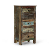 Boho Handcrafted Reclaimed Wood 5 Drawer Chest, Multi-Colored and Natural - NH523413