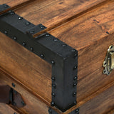 Handcrafted Boho Wood Storage Trunk with Latches - NH626313