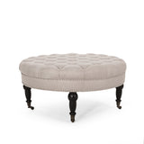 Contemporary Round Ottoman with Rolling Casters - NH558313