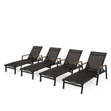 Outdoor Aluminum Chaise Lounge with Mesh Seating (Set of 4) - NH625313
