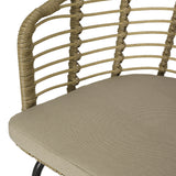 Outdoor Wicker 2 Seater Chat Set, Light Brown and Beige - NH899413