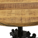 Outdoor Handcrafted Mango Wood Adjustable Height Bistro Table, Natural and Black - NH584513