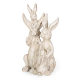 Outdoor Rabbit Family Garden Statue, White - NH399413