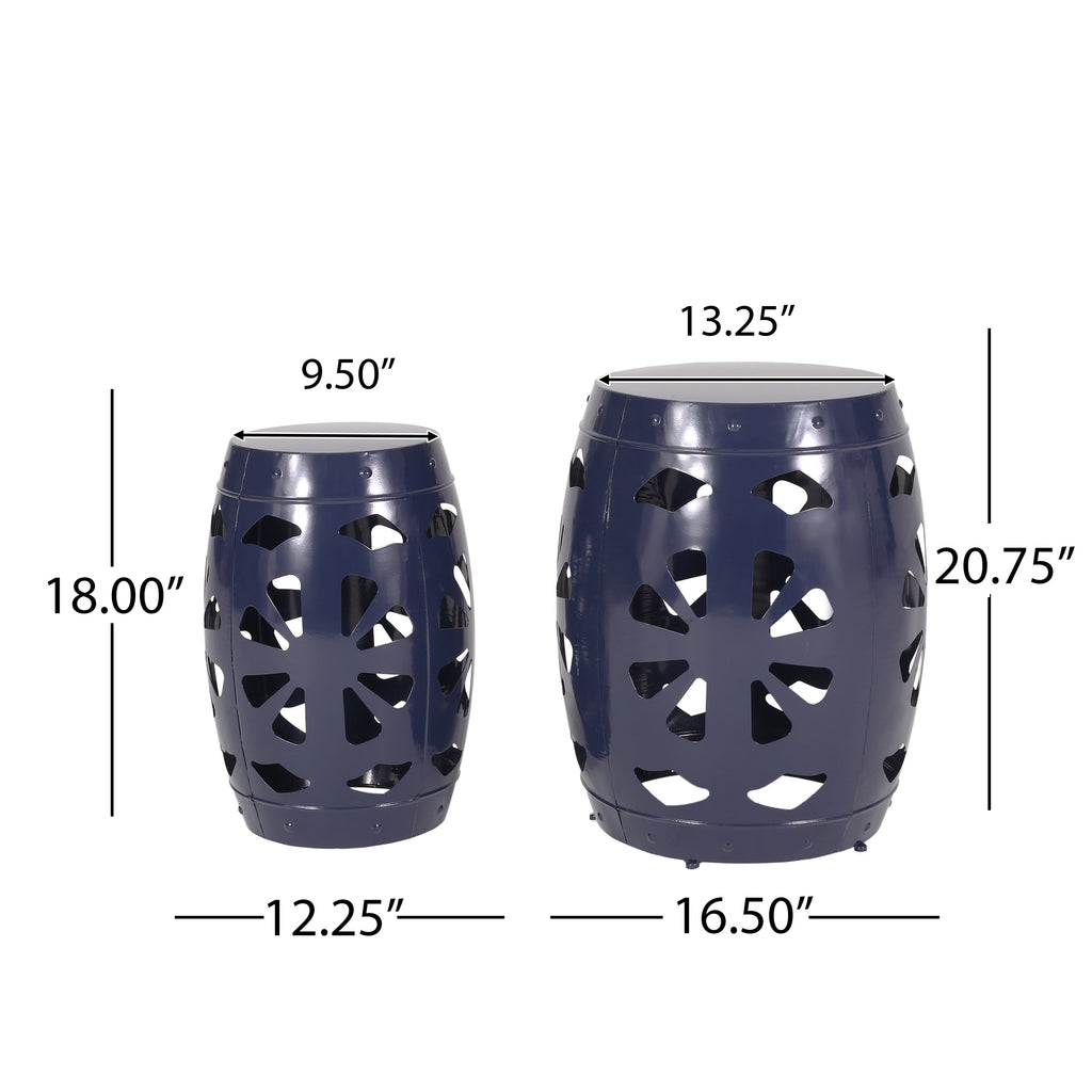 Carey Outdoor Metal Side Tables, Set of 2 Noble House Furniture