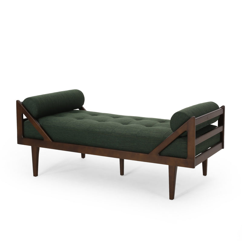 Contemporary Tufted Chaise Lounge with Rolled Accent Pillows - NH353413