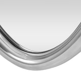 Modern Handcrafted Oval Aluminum Wall Mirror, Silver - NH006413