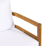 Outdoor Acacia Wood 4-Seater Chat Set with Cushion, Teak and White - NH056513