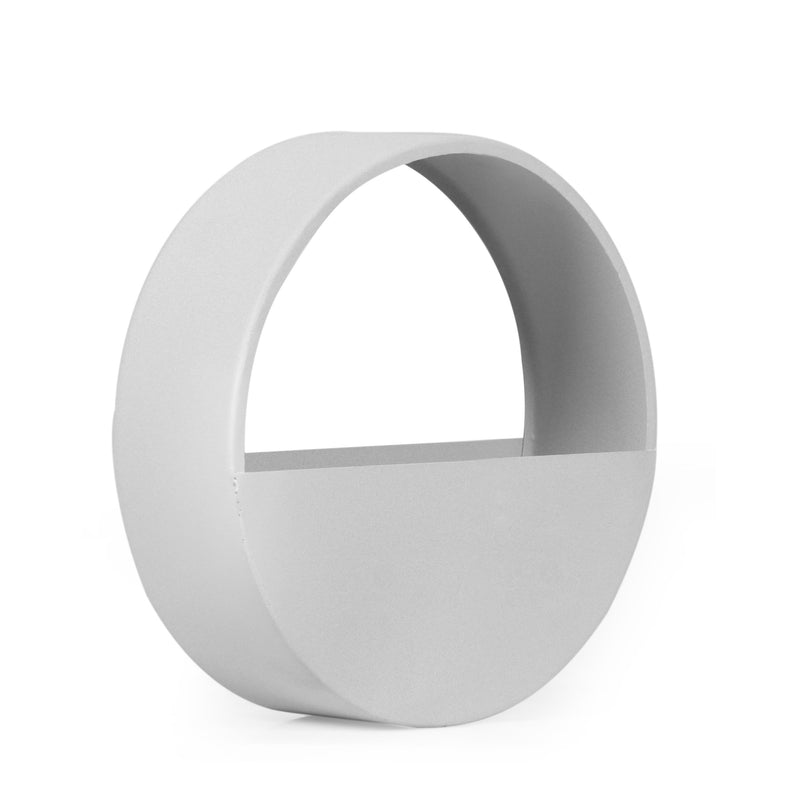 Modern Handcrafted Round Wall Planter, Sandy White - NH892413