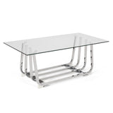 Modern Glass Top Coffee Table, Chrome - NH816413