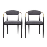 Camas Modern Fabric Upholstered Iron Dining Chairs, Set of 2