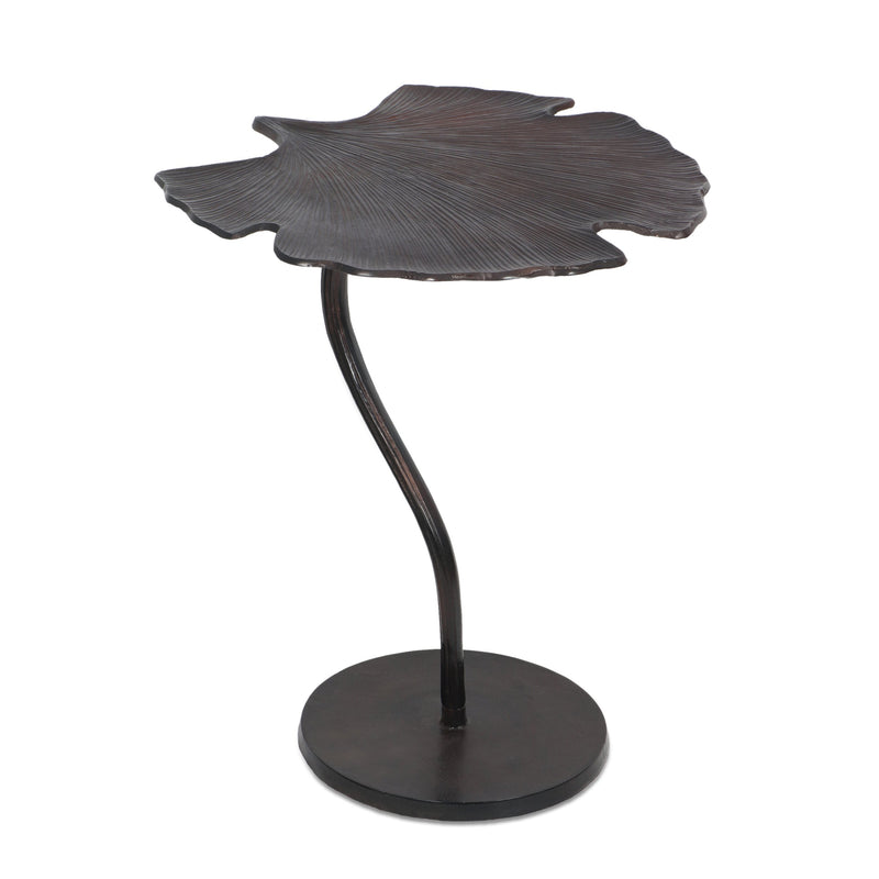 Modern Handcrafted Aluminum Frond Leaf Side Table, Raw Bronze - NH087413
