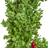 26" Artificial Boxwood Wreath with Red Berries - NH370413