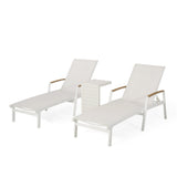 Outdoor Aluminum Chaise Lounge Set with C-Shaped End Table - NH725313