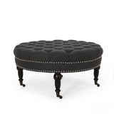 Contemporary Round Ottoman with Rolling Casters - NH558313