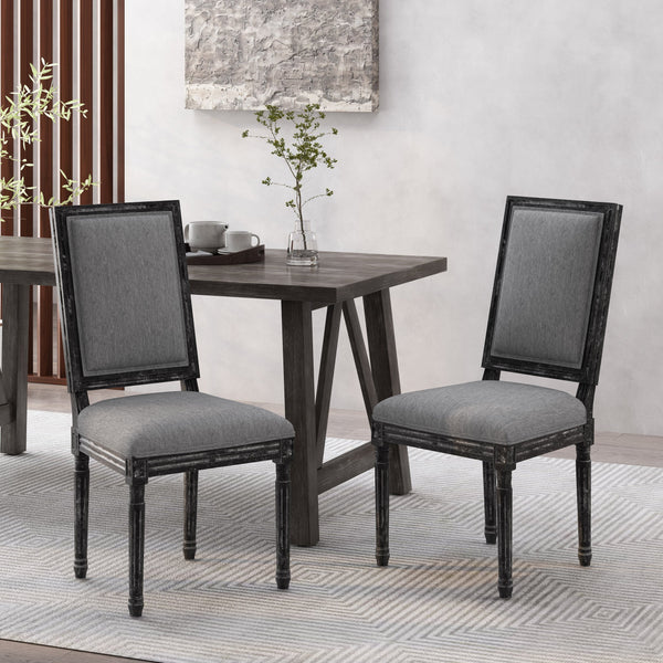 French Country Wood Upholstered Dining Chair, Set of 2 - NH155513