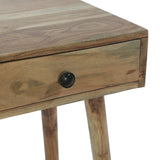 Mid-Century Modern Handcrafted Acacia Wood Side Table with Drawer, Natural - NH729413