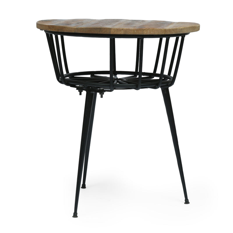 Modern Industrial Handcrafted Mango Wood Side Table, Natural and Black - NH598413