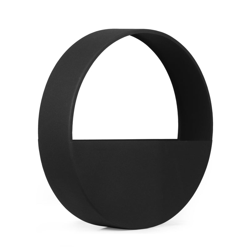 Modern Handcrafted Round Wall Planter, Black - NH692413