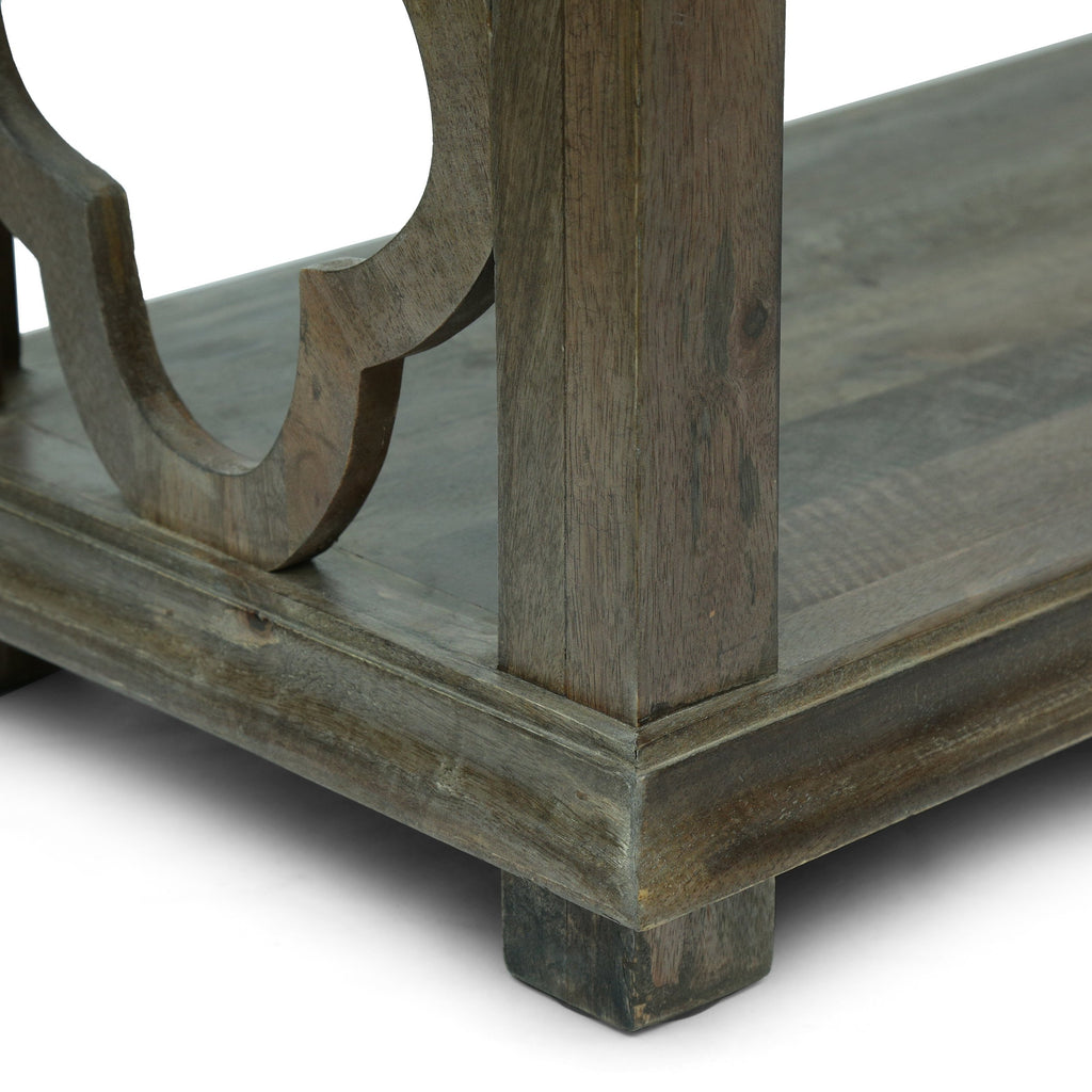 Traditional Handcrafted 2 Shelf Mango Wood Etagere Bookcase, Gray NH Noble House Furniture