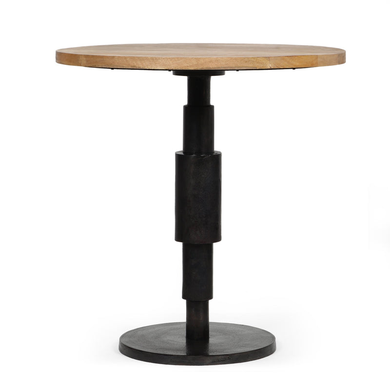 Modern Industrial Handcrafted Mango Wood Pedestal Dining Table, Natural and Raw Charcoal - NH685513