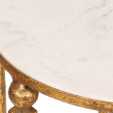 Modern Glam Handcrafted Marble Top Side Table, Gold and White - NH920513
