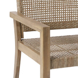 Elmcrest Outdoor Wicker and Acacia Wood 4 Seater Chat Set, Light Multibrown and Light Brown