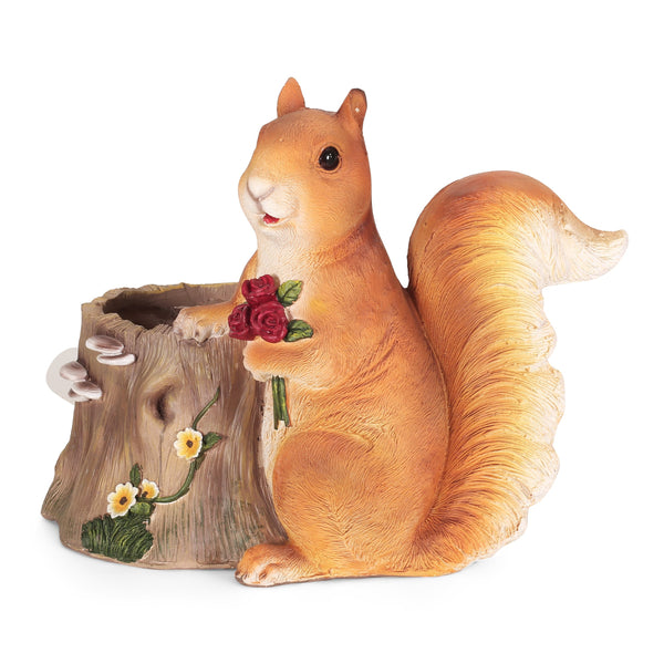 Outdoor Decorative Squirrel Planter, Brown - NH189413