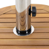 Outdoor 40lb Acacia Wood Circular Umbrella Base with Stainless Steel Tube, Teak - NH146413