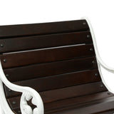 Outdoor Handcrafted Mango Wood Chair, Rustic Brown and White - NH229413