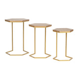 Boho Glam Handcrafted Hexagon C-Shaped Nesting Tables (Set of 3) - NH551413