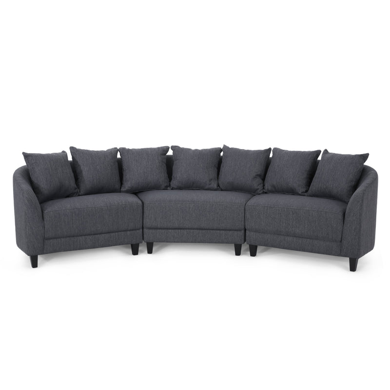 McCardell Contemporary Fabric 3 Seater Curved Sectional Sofa