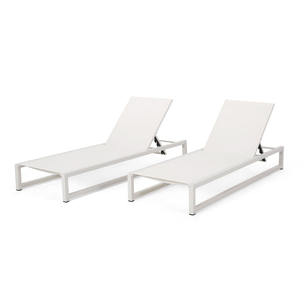 Outdoor Aluminum Chaise Lounge with Mesh Seating (Set of 2) - NH415313
