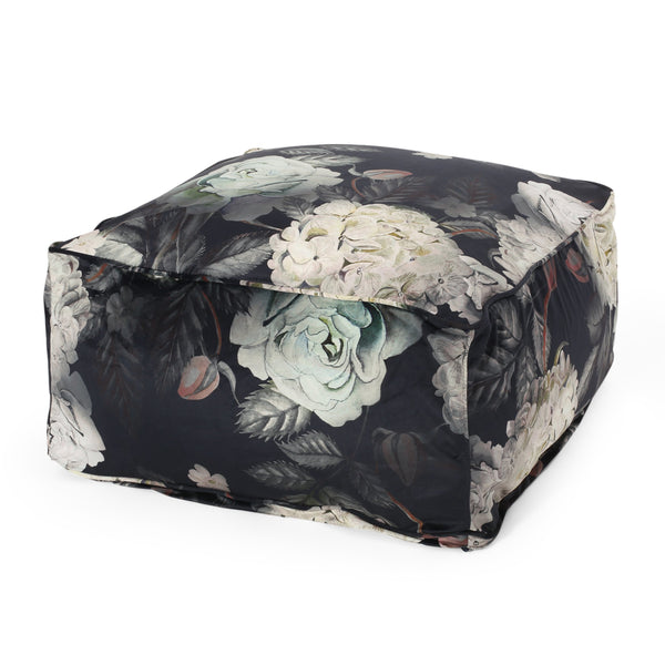 Traditional Fabric Flower Print Pouf - NH105413