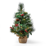 18" Pine Pre-Lit Clear LED Pre-Decorated Artificial Christmas Tree - NH735313