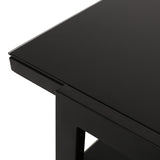 Modern Glass Top Coffee Table with Shelf, Black - NH226413