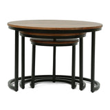 Modern Industrial Handcrafted Mango Wood Nested Tables (Set of 3), Honey Brown and Black - NH275413