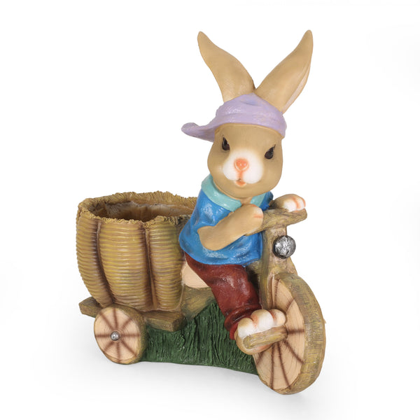 Outdoor Decorative Rabbit Planter, Blue and Brown - NH689413