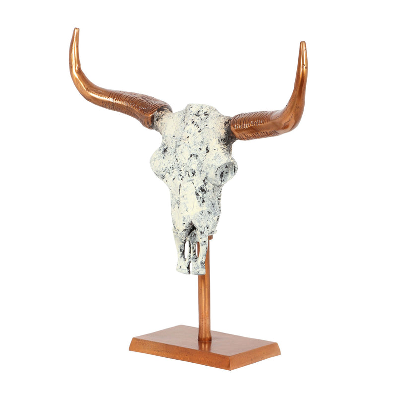 Handcrafted Aluminum Bull Skull Decor with Stand - NH930413