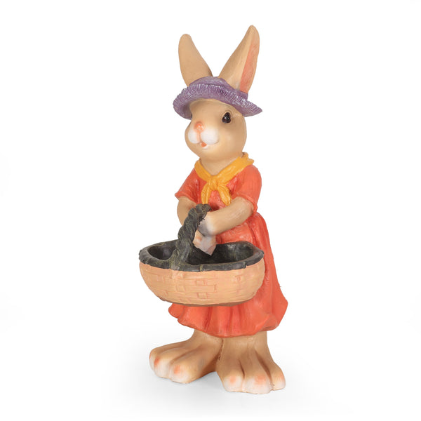 Outdoor Rabbit Garden Statue, Brown and Orange - NH289413