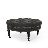 Contemporary Round Ottoman with Rolling Casters - NH558313